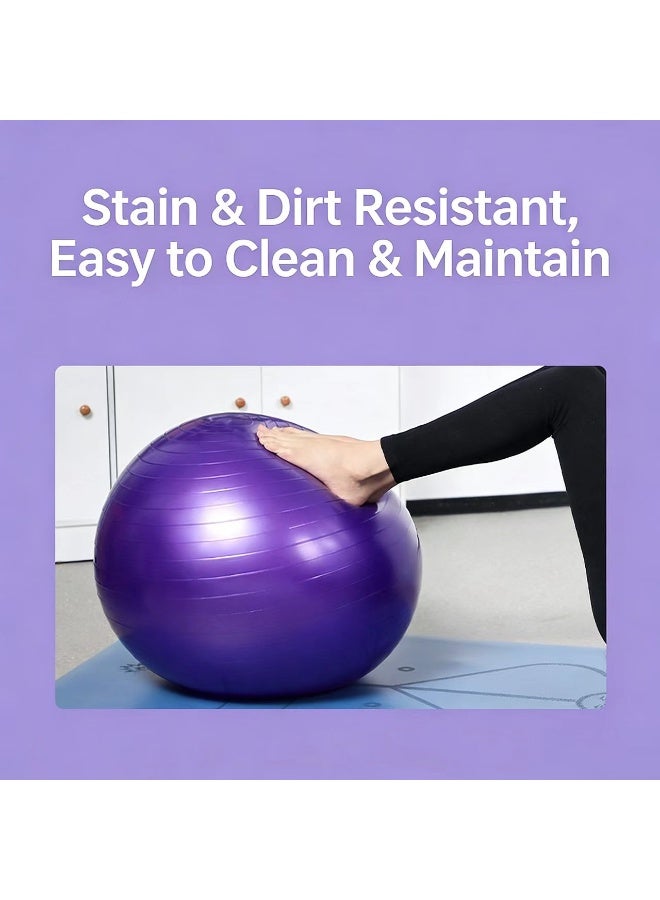 65cm Yoga Ball with Air Pump, Exercise Ball,Thickened Stability Balance Ball, Anti-Burst and Slip-Resistant for Physical Fitness Exercise (Purple) - Image 2